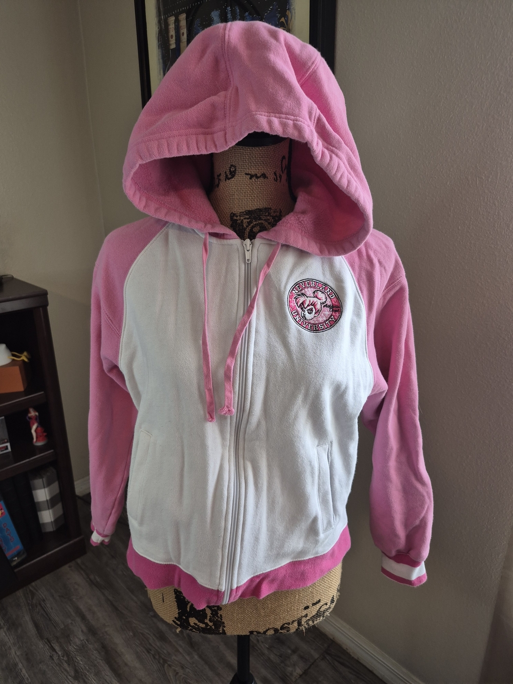 Disney Pink and White Hooded Puffer Jacket for Kids